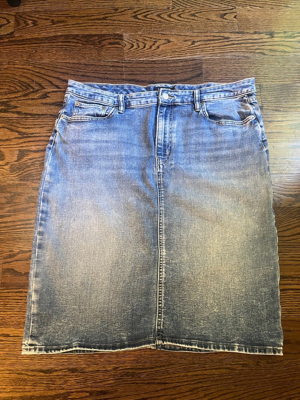 Lauren Ralph Lauren Denim Midi Skirt Plus Size 18W Medium Wash Pencil Jean Blue